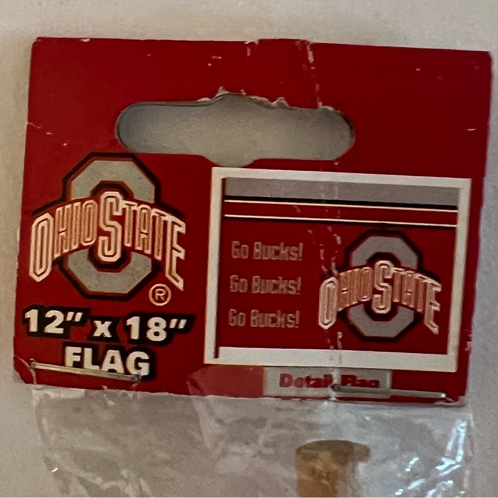 NWT MRL Sports 12” x 18” Go Bucks! Ohio State Flag w/ Wood Dowel Licensed